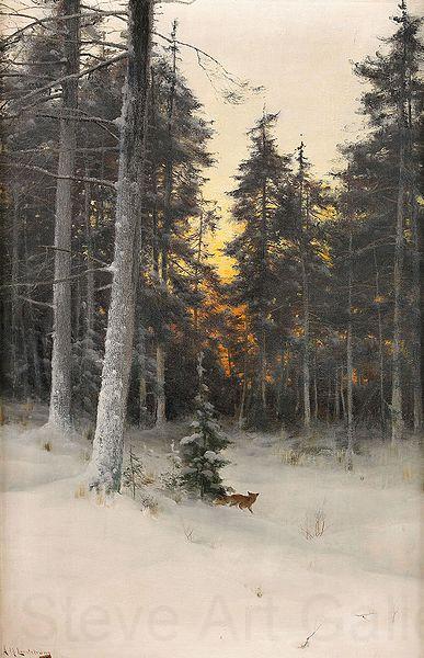 Mauritz Lindstrom Fox in Winter Forest France oil painting art